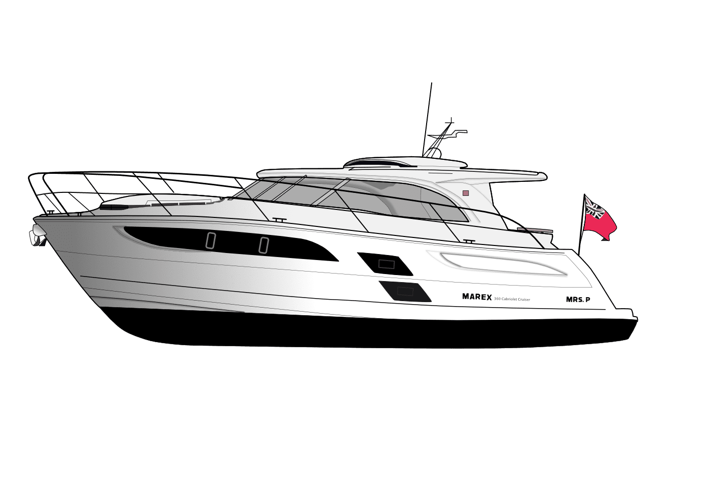 Boat line drawing of Mrs P a Marex