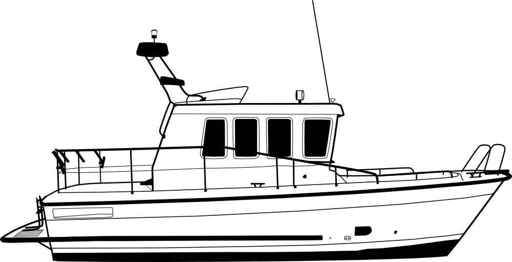 Boat line drawing hand drawn