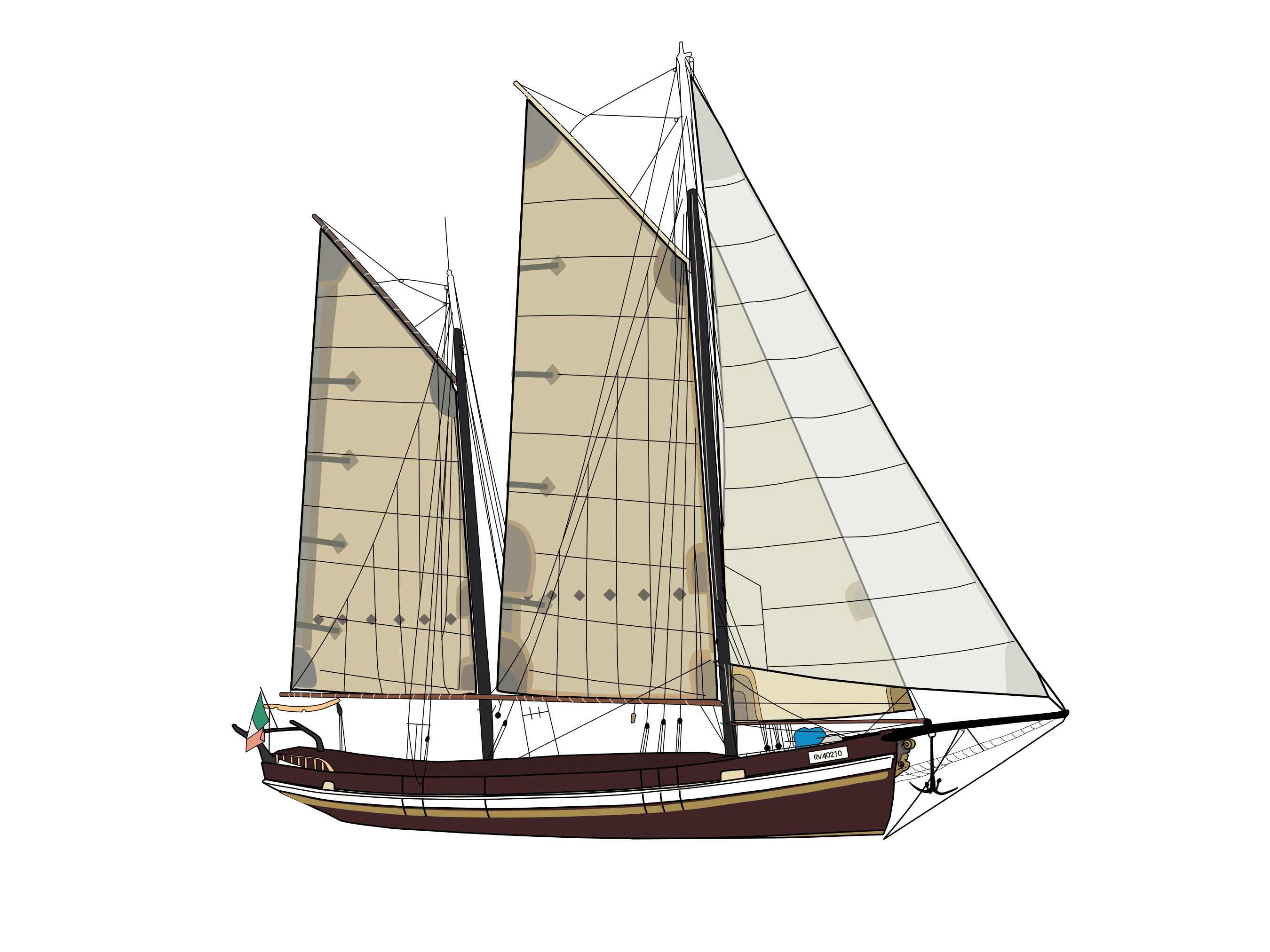 Sailing boat line drawing